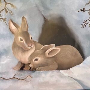 Charming Brown Rabbit Original Canvas Painting